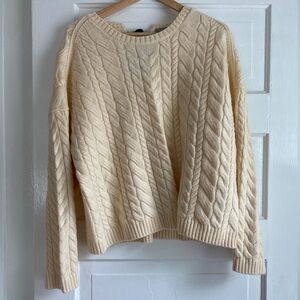 J crew cable knit sweater with ribbon details